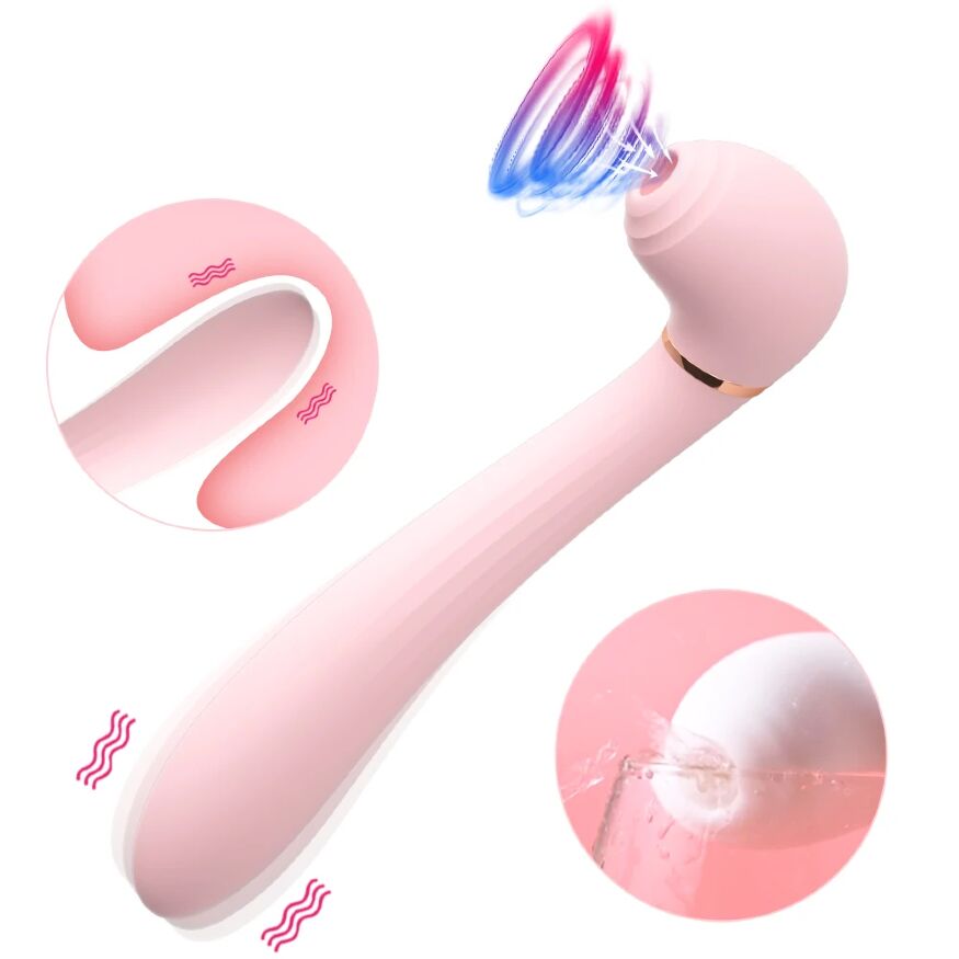 Вибромассажёр вакуум и вибрация "Desirable wand", 10 режимов, цвет розовый