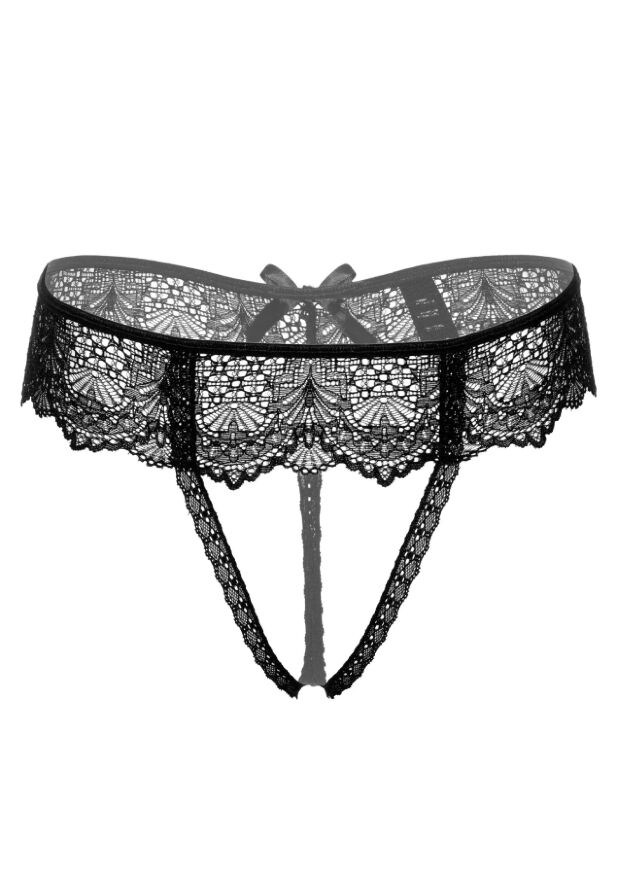 Трусики з відкритою інтимною зоною S/M Delphine Daring Intimates, чорні