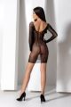 Напівпрозора мінісукня Passion BS101 One Size, black, рукави-мітенки