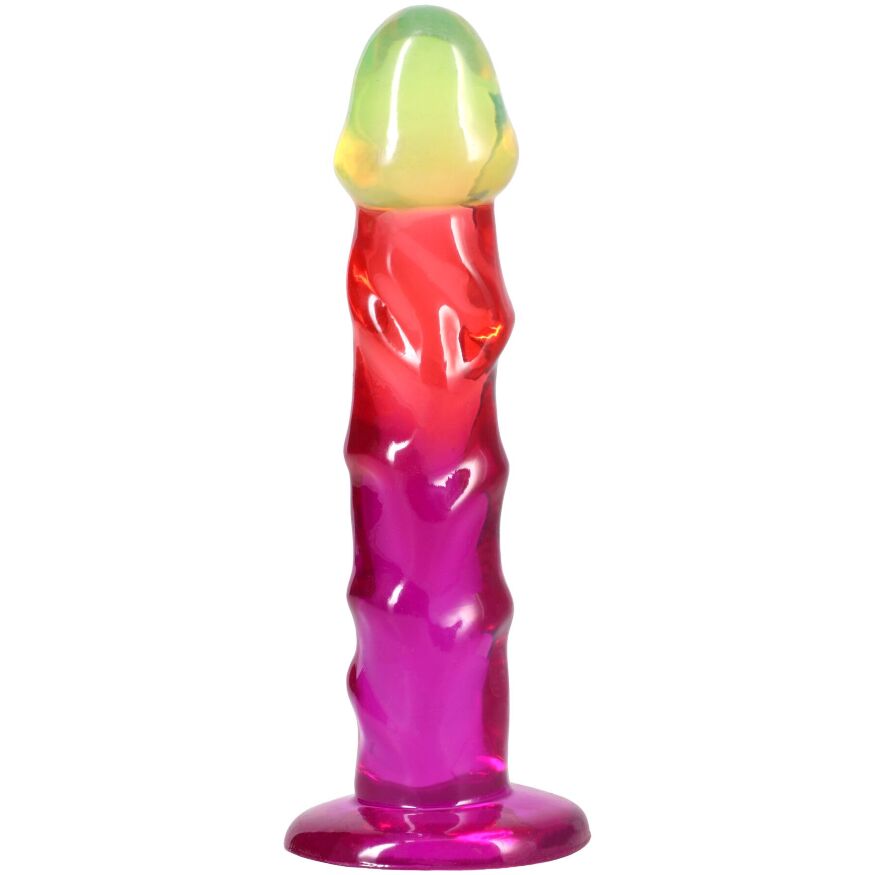 Дилдо с рельеформ Doc Johnson Crystal Jellies - 7.5 Inch Classic Dong - Rainbow