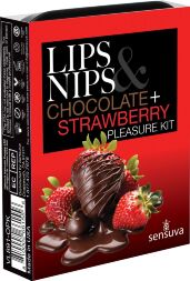 Подарочный набор Sensuva Lips &amp; Nips Pleasure Kit - Chocolate Strawberry 2 x 4г