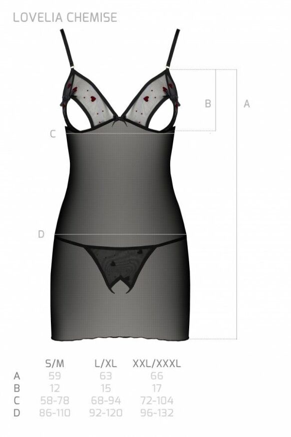 Сорочка с вырезами на груди + стринги LOVELIA CHEMISE black XXL/XXXL - Passion