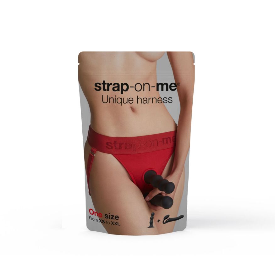 Трусики для страпона Strap-On-Me HARNAIS LINGERIE UNIQUE, One Size, красные