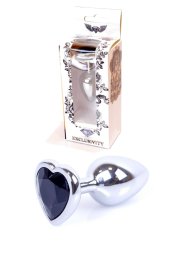 Анальна пробка - Jewellery Silver Heart Plug Black