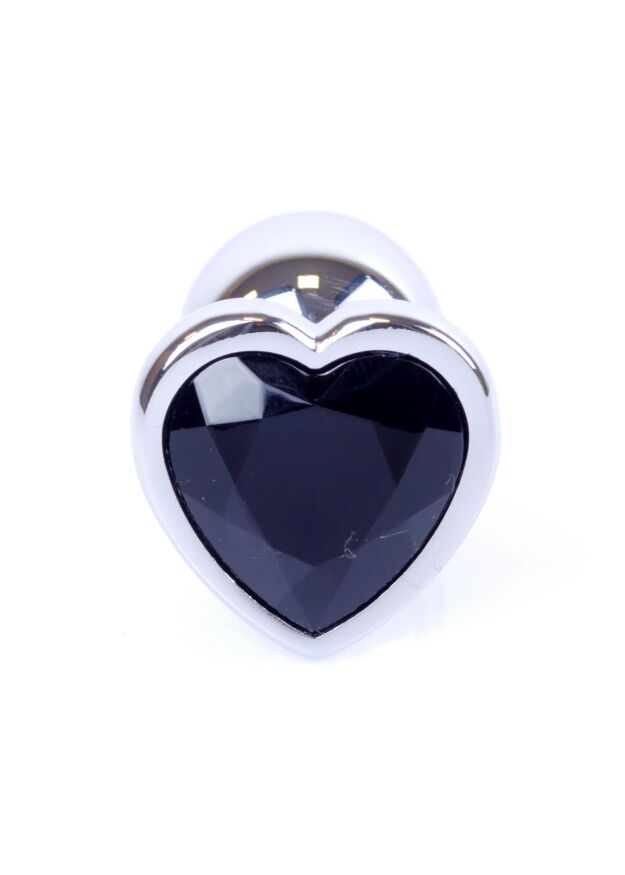Анальна пробка - Jewellery Silver Heart Plug Black
