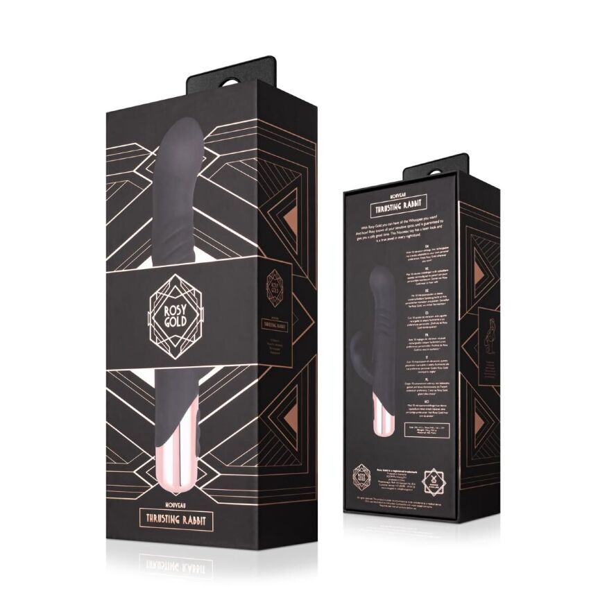Вибратор-кролик Rosy Gold - Rabbit Vibrator with thrusting function - Black