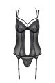 Корсет Passion DROSERA CORSET black, L/XL, с креплениями для чулок, трусики в комплекте