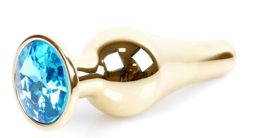 Анальний затор Boss Series - Jewellery Gold BUTT PLUG Light Blue, BS6400067