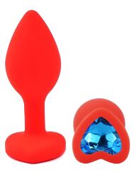 Силіконова анальна пробка EGZO - Silicone Red Heart Plug Blue, size S
