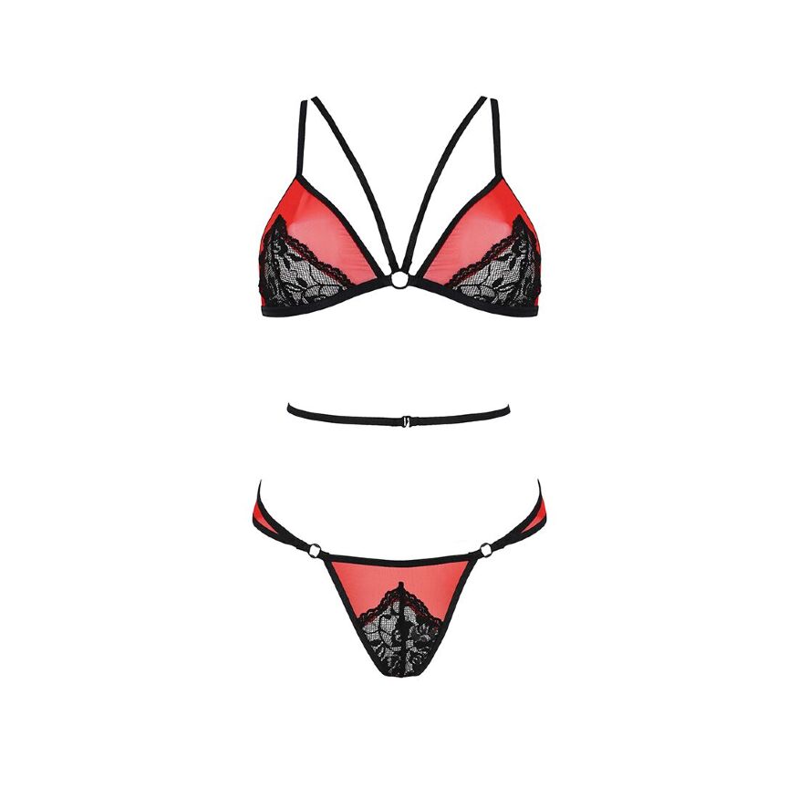 PEONIA SET Passion - Эротический комплект белья, L/XL (красный)