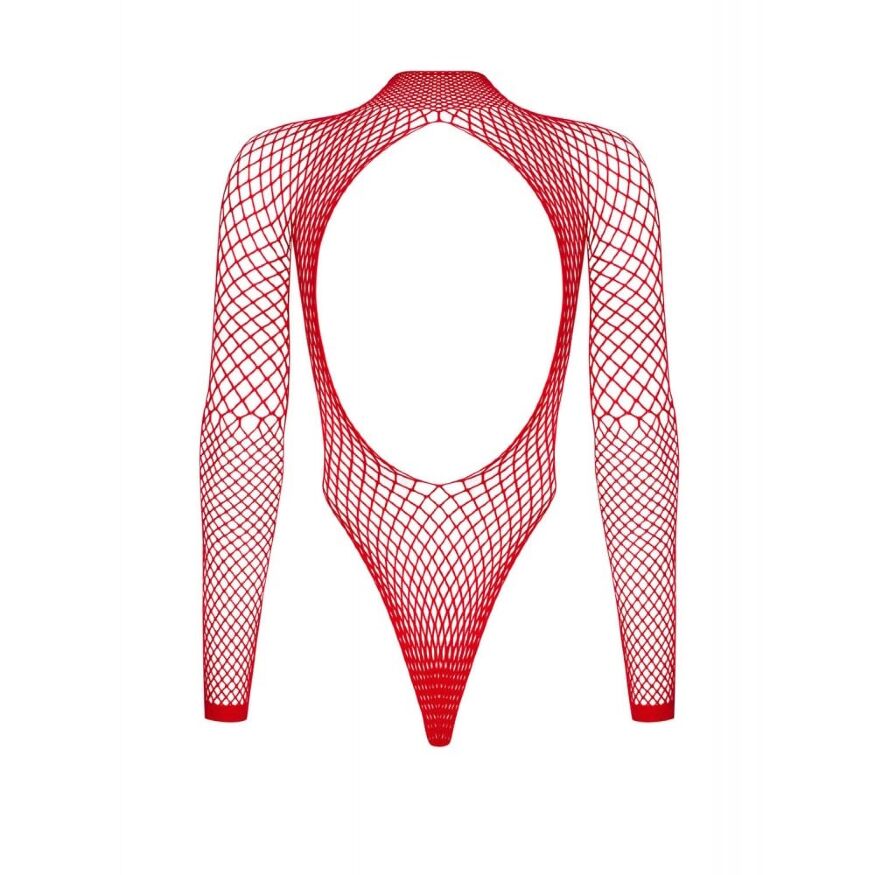 Боді-сітка Obsessive B126 з відкритою спиною, червоний, XL/XXL