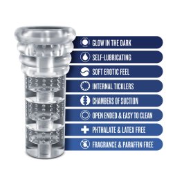 Мастурбатор Blush Rize – Luz Glow in the Dark Masturbator – Clear, всасывание, светящийся в темноте