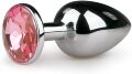 Анальная пробка Loveshop Silver Metall Diamond Pink, L