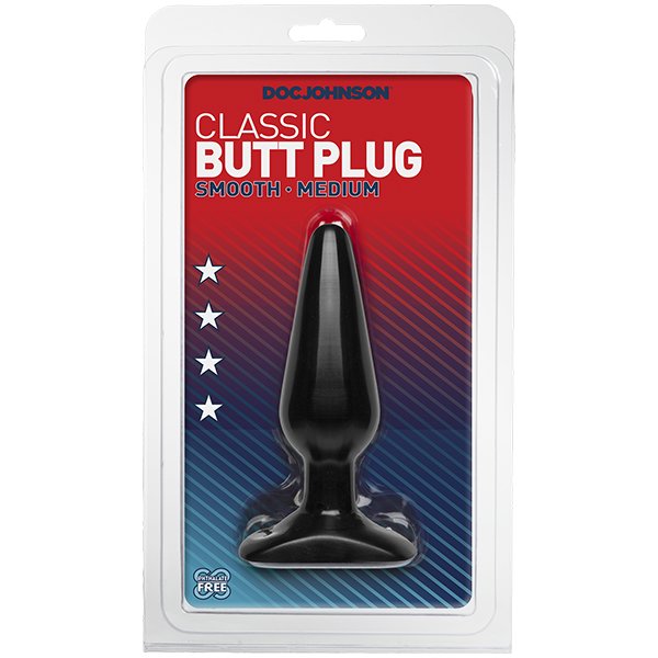 Анальна пробка Doc Johnson Smooth Classic Medium - Black, макс. діаметр 3,8 см