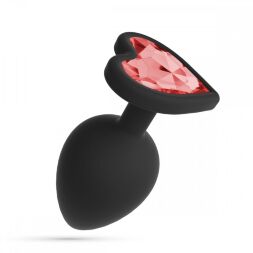 Анальна пробка Cuore Crushious, зі змінними кристалами, силіконова, чорна, 7 х 2.7 см, розмір S