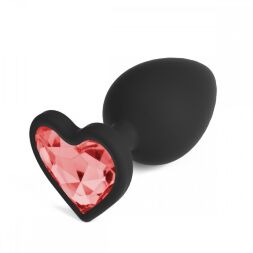 Анальна пробка Cuore Crushious, зі змінними кристалами, силіконова, чорна, 7 х 2.7 см, розмір S