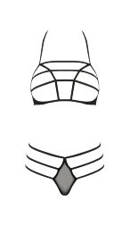 Комплект білизни із стреп-стрічками RITA SET WITH OPEN BRA black S/M - Passion