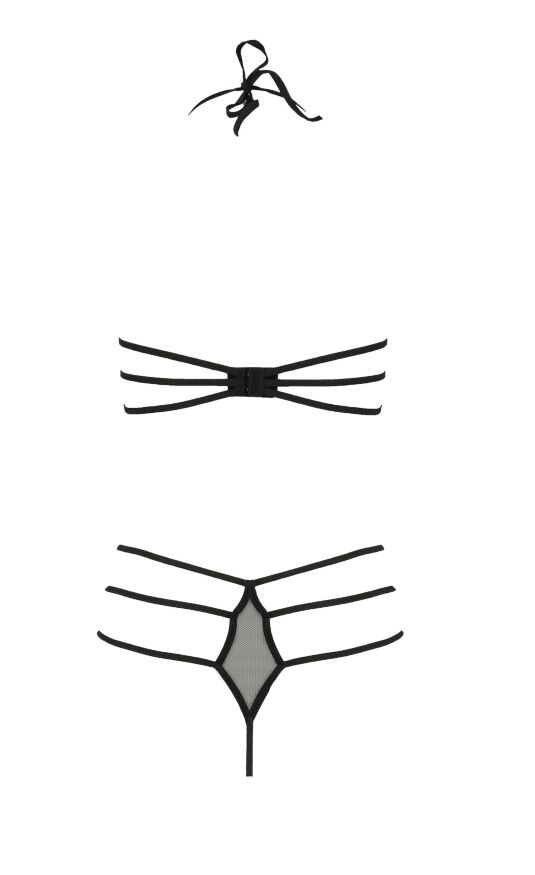 Комплект білизни із стреп-стрічками RITA SET WITH OPEN BRA black S/M - Passion