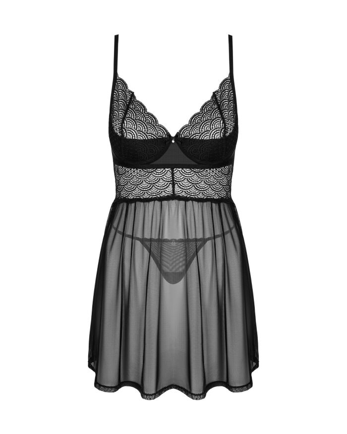 Эротический комплект Obsessive Chemeris babydoll &amp; thong M/L, пеньюар и стринги