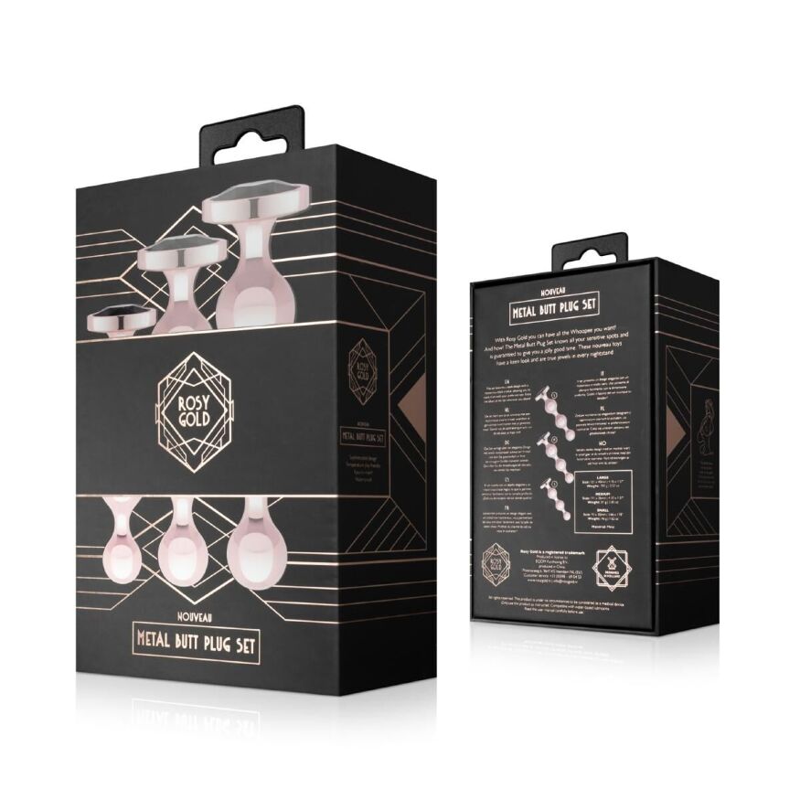 Набор анальных игрушек Rosy Gold - Metal Butt Plug Set 3 Pieces