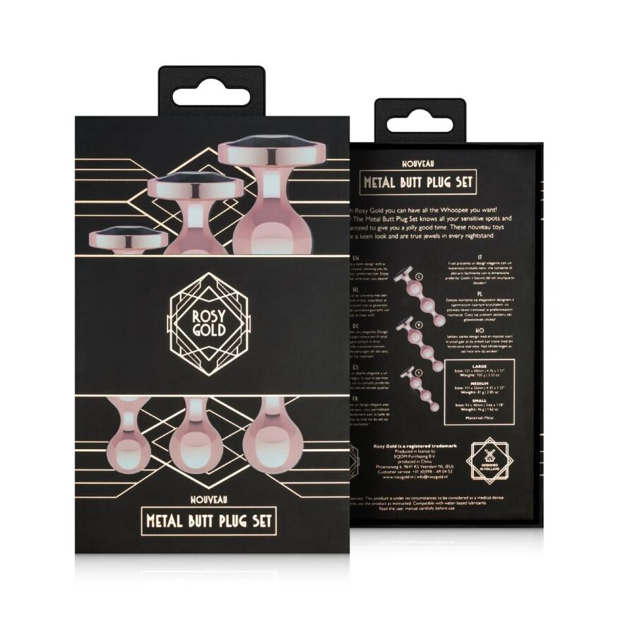 Набор анальных игрушек Rosy Gold - Metal Butt Plug Set 3 Pieces