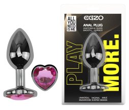 Анальна пробка з кристалом EGZO - Dark Silver Heart Plug Rose size S