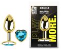 Анальна пробка з кристалом EGZO - Gold Heart Plug Aqua size S