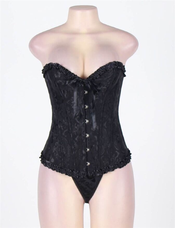 Корсет с цветочным принтом Star Night Corset Top с крючками и шнуровкой, черный, L