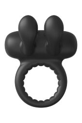 Ерекційне віброкільце Dreamtoys Ramrod Rabbit з вушками для клітора, чорне