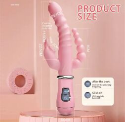 Вагинальный, клиторальный, анальный вибратор "Womans touch", 12 режимов вибрации, цвет розовый