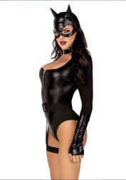 Еротичний костюм кішечки Leg Avenue Fierce Feline XS, боді, пояс з підв’язкою, маска кішки