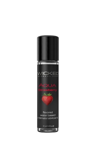 Їстівний лубрикант на водній основі WICKED AQUA STRAWBERRY зі смаком полуниці, 30 мл