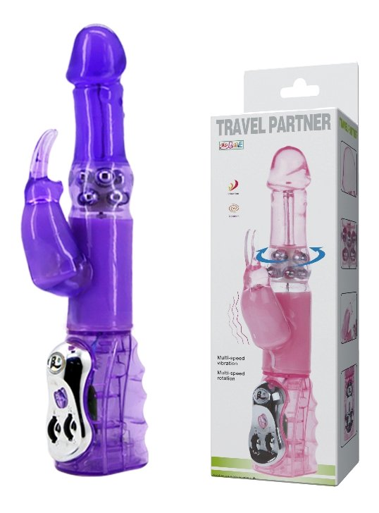 Вибратор с стимулятором клитора и функцией ротации BAILE - TRAVEL PARTNER Purple, BW-020236R