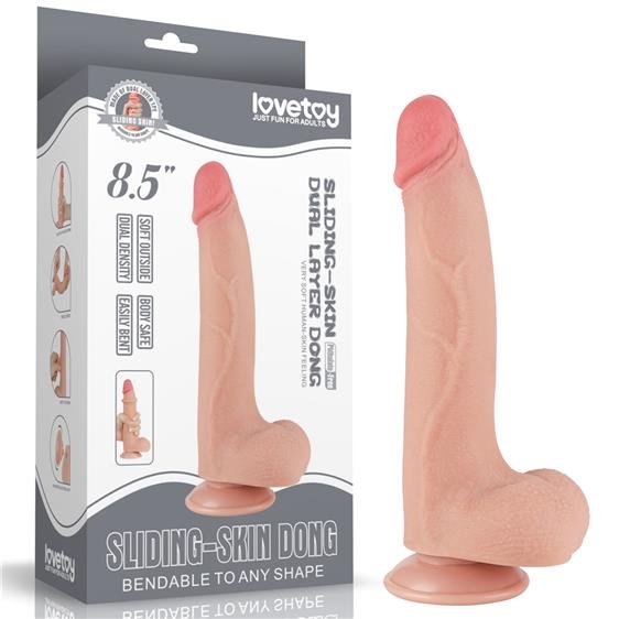 Штучний член із рухомою шкірою Sliding-Skin Dual Layer Dong 8.5"