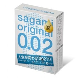 Презервативи поліуретан Sagami original 0.02 з дод. мастилом (ціна за 3 штуки)