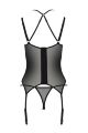 Корсет Passion DROSERA CORSET black, XXL/XXXL, с креплениями для чулок, трусики в комплекте