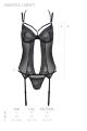 Корсет Passion DROSERA CORSET black, XXL/XXXL, с креплениями для чулок, трусики в комплекте