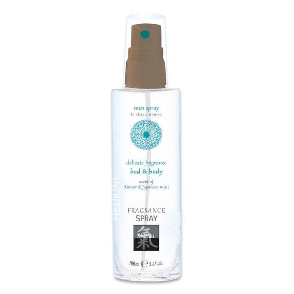Спрей для тіла та ліжка з феромонами та афродизіаками Shiatsu Fragrance Бурштин та японська м'ята, 100 мл