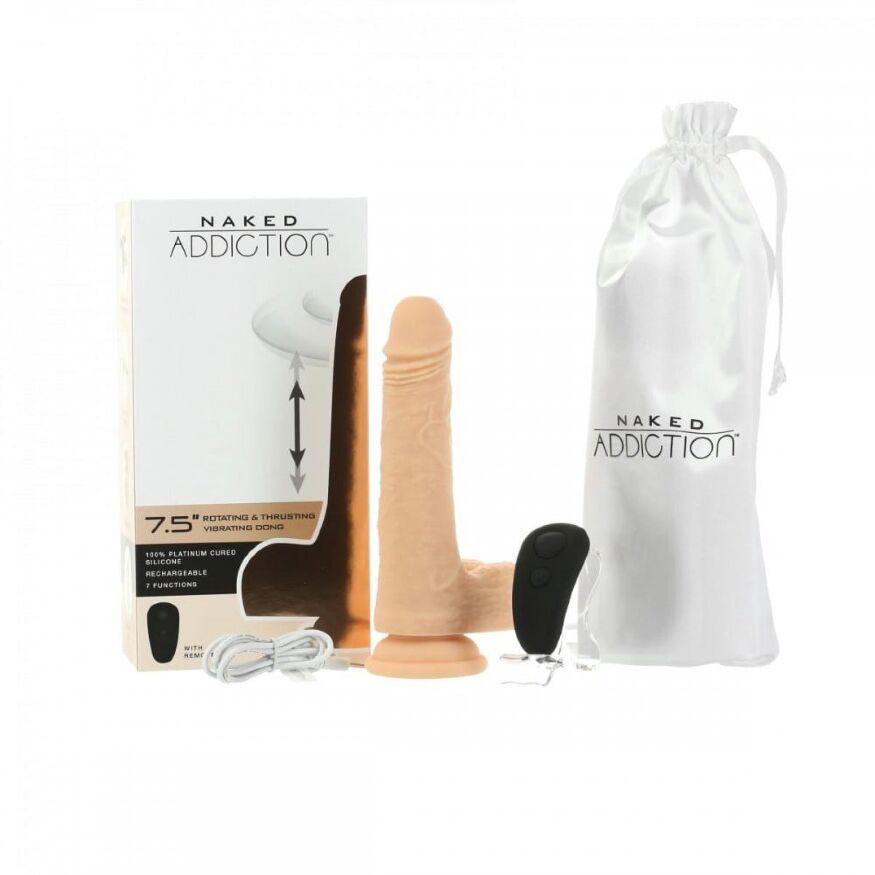 Вибратор с пультом управления Naked Addiction - Realistic Rotating And Thrusting Dildo With Remote C
