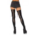 Чулки со шнуровкой Leg Avenue Wetlook, черные, S/M