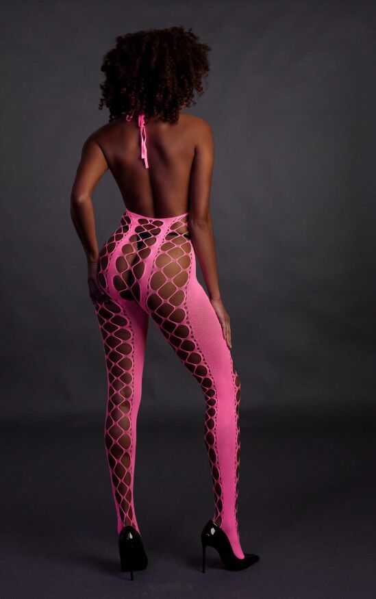 Бодістокінг - Ouch! Bodystocking With Halterneck Pink, XS/XL