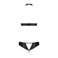 Комплект із екошкіри Passion MALWIA SET with Open Bra 6XL/7XL black, топ та трусики з люверсами