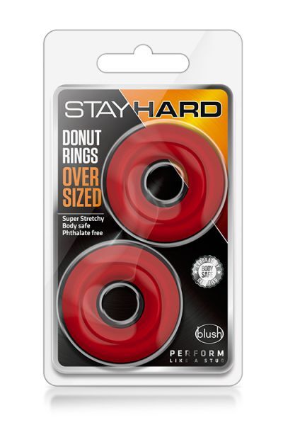 Набор эрекционных колец STAY HARD DONUT RINGS OVERSIZED RED