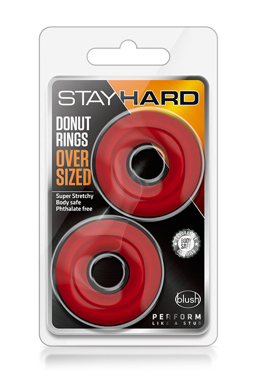 Набор эрекционных колец STAY HARD DONUT RINGS OVERSIZED RED