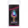 Радужная анальная пробка Colorful Metall Diamond, L