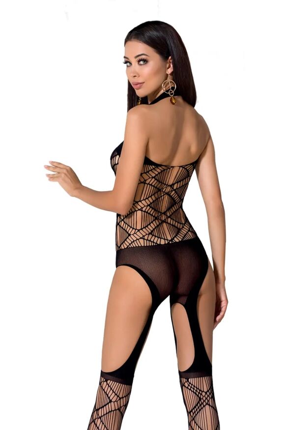 Бодистокинг BS060 Black Passion, с геометрическим рисунком, черный, S/L