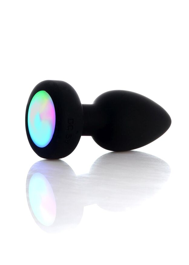 Анальна пробка - Silicone Black Plug Disco Flashlight