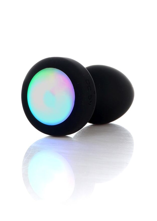 Анальна пробка - Silicone Black Plug Disco Flashlight
