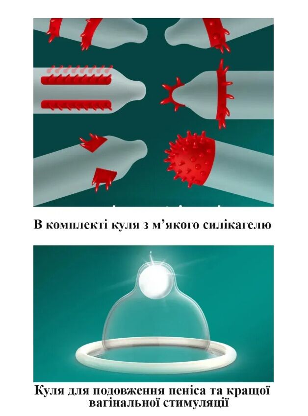 Презерватив OLO с усиками + шарик "Phoenix Spiny condom" (в комплекте 1 презератив + 1 шарик)