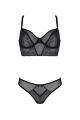 Комплект Passion DROSERA SET black, L/XL, сітка+мереживо, бюстьє та трусики танга